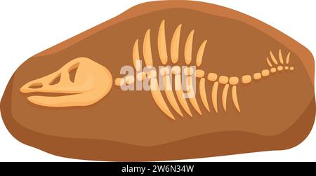 Dinosaur fossil skeleton icon cartoon vector. Land clay. Soil mud layer Stock Vector