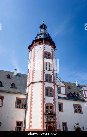 Stadtpfeiferturm tower, Courtyard, Schloss Weilburg Castle, Weilburg an der Lahn, Hesse, Germany, Europe Stock Photo