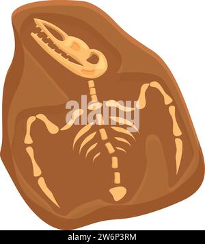 Fly dinosaur skeleton icon cartoon vector. Mud layer fossil. Bone evolution Stock Vector