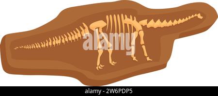 Old ground skeleton icon cartoon vector. Ground fossil. Dinosaur layer Stock Vector