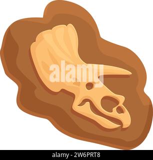 Terrain dinosaur fossil icon cartoon vector. Layer mud soil. Biology museum Stock Vector