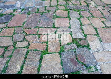 The pavement made of stone blocks around the complex of Airavatesvara Temple located in Darasuram town in Kumbakonam, India. Stock Photo