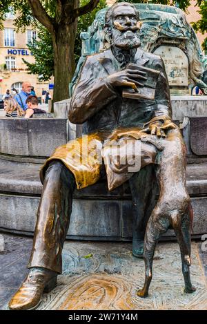 Charles Buls fountain, Grasmarkt Square. Brussels, Brussels-Capital, Belgium, Europe Stock Photo