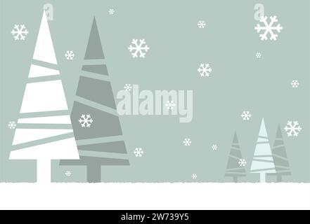 Illustration of a winter landscape drawn with simple geometric shapes. Stock Vector