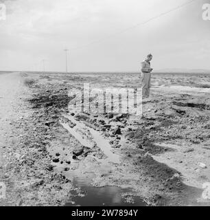 Leakage of oil from pipeline ca. 1950-1955 Stock Photo