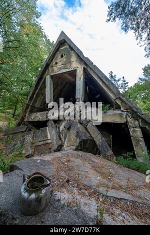 13.08.2022, Germany, Zossen, Brandenburg - Remains of the Wuensdorf bunker complex, built in 1937-39, was the headquarters of the Wehrmacht High Comma Stock Photo