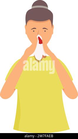 Morning nosebleed icon cartoon vector. Head patient problem. Nasal fluid Stock Vector