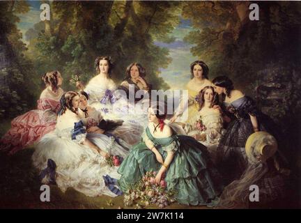 Winterhalter Franz Xavier The Empress Eugenie Surrounded by her Ladies in Waiting. Stock Photo