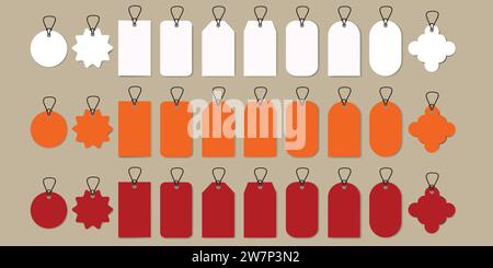 Price tag big set. Sale and New Label collection set in red and white colors. Stock Vector