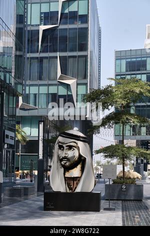 Mustafa Khamash 3D Vision Mission sculpture of Sheikh Hamdan bin Mohammed Al Maktoum, d3, Dubai Design District, UAE Stock Photo