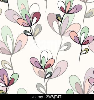 Seamless floral pattern based on traditional folk art ornaments. Colorful flowers on light background. Scandinavian style. Sweden nordic style. Vector Stock Vector