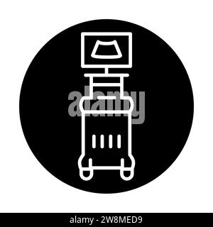 Ultrasound device black line illustration. Stock Vector