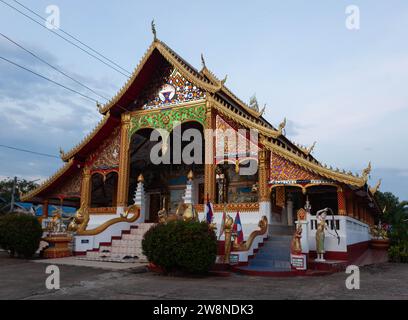 Huay Xai, Laos - Sep 3, 2023: Wat Chomkao Manilat temple in Huay Xai town, Laos. Stock Photo