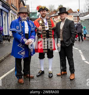 Lymm Dickensian Day 2023. People dressed in Dickensian costume; stalls in the streets; street entertainment; Grand Parade Stock Photo