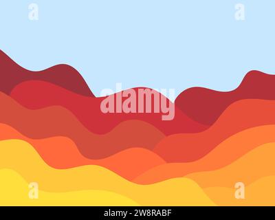 Desert landscape with dunes in a minimalist style. Flat design. Boho decor for prints, posters and interior design. Mid Century modern decor. Vector i Stock Vector