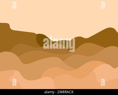 Mountain landscape in a minimalist style.Rocks and canyons in flat design. Boho decor for prints, posters and interior design. Modern mid-century deco Stock Vector