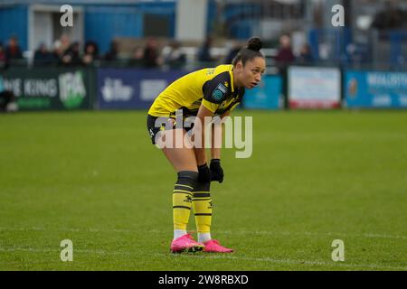 Ruislip, UK. 17th Dec, 2023. Ruislip, England, December 17th 2023: Abbie Lafayette (3 Watford) in action during the Barclays FA Womens Championship game between Watford and London City Lionesses at Grosvenor Vale in Ruislip, England (Will Hope/SPP) Credit: SPP Sport Press Photo. /Alamy Live News Stock Photo