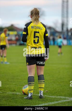 Ruislip, UK. 17th Dec, 2023. Ruislip, England, December 17th 2023: Anne Meiwald (5 Watford) in action during the Barclays FA Womens Championship game between Watford and London City Lionesses at Grosvenor Vale in Ruislip, England (Will Hope/SPP) Credit: SPP Sport Press Photo. /Alamy Live News Stock Photo