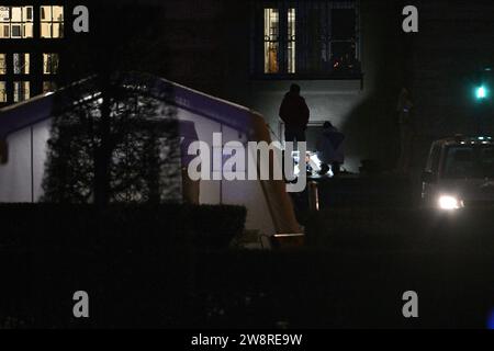 Prague, Czech Republic. 21st Dec, 2023. Police investigation in the Faculty of Arts building after mass shooting, in Prague, Czech Republic, on December 21, 2023. Credit: Vit Simanek/CTK Photo/Alamy Live News Stock Photo