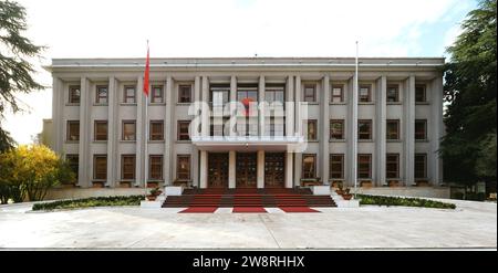 Tirana, Albania - November 29, 2023: A photo capturing the exterior of the Prime Minister's Office building in Tirana Stock Photo