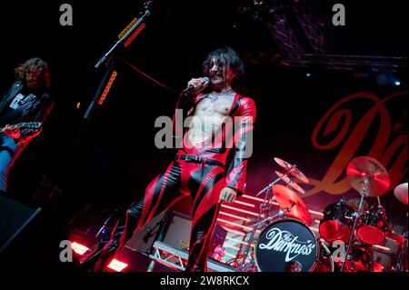 The Darkness at Wolverhampton Civic Hall, 16th December 2023 during their 'Permission To Land' 20th anniversary Tour. Stock Photo