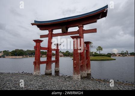 Detail of pavilions at the Epcot Center in Disney World, Florida. Stock Photo