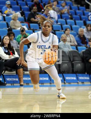 December 21, 2023 - UCLA Bruins guard Londynn Jones #3 during a game between the UCLA Bruins and the Hawai'i Rainbow Wahine at Pauley Pavilion in Los Angeles, CA - Michael Sullivan/CSM Stock Photo