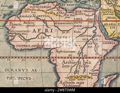 World climate zones (1610) Africa. Stock Photo