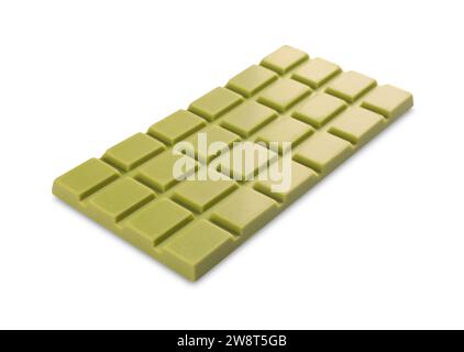 Tasty matcha chocolate bar isolated on white Stock Photo