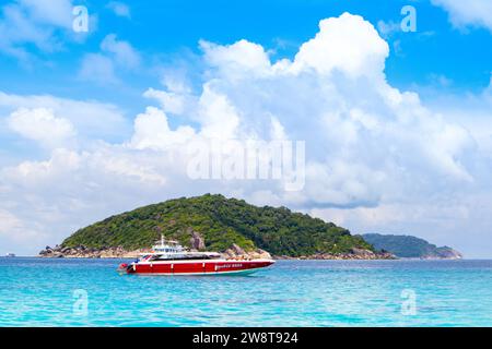 Similan islands - November 10, 2023: Cruise yachts and boats near the Similan Islands - most famous islands with paradise views Stock Photo