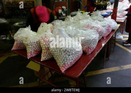 Bags of raw glutinous rice balls Stock Photo