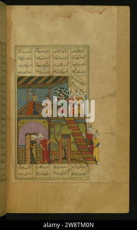 Yar Muhammad al-Haravi - Fitnah Carrying the Ox Upstairs to Bahram Gur Stock Photo