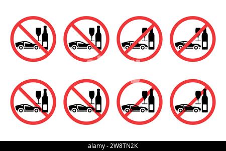 Don’t drink and drive sign, prohibition symbol vector. Stock Vector