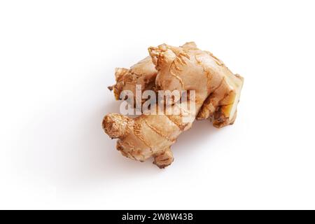 fresh ginger root isolated on white background, Natural organic ginger for health, medicine, protection against colds. Spice for cooking, ginger to im Stock Photo