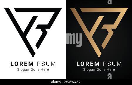 Luxury Initial YR or RY Monogram Text Letter Logo Design Stock Vector
