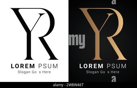 Luxury Initial YR or RY Monogram Text Letter Logo Design Stock Vector
