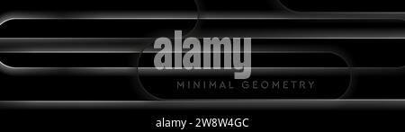 Grey silver smooth lines abstract tech background. Vector geometric banner design Stock Vector