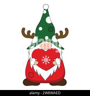 Cute Christmas Gnome vector isolated on white background. Gnome cartoon illustration. Stock Vector