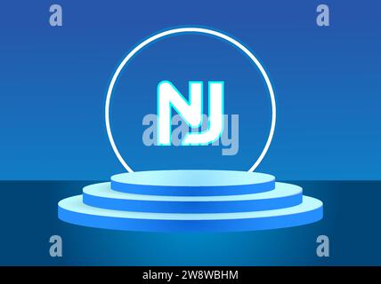 NJ logo Blue Design. Vector logo design for business. Stock Vector