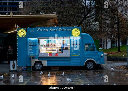 A Mobile Fish and Chip Van On The Southbank, London, Uk Stock Photo