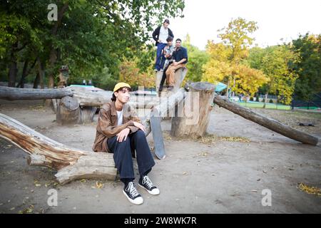 young people relaxing in the park Stock Photo