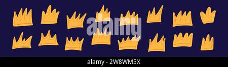 Hand drawn doodle crown, icon of kings, queens, and princesses. Sketch illustration royal in doodle style. Flat vector illustration isolated on white Stock Vector