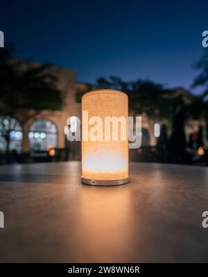 lamp on a table restaurant night miami Stock Photo