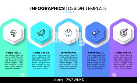 Infographic template with icons and 5 options or steps. Can be used for workflow layout, diagram, banner, webdesign. Vector illustration Stock Vector