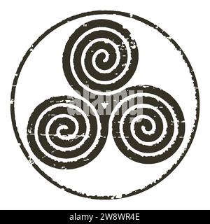 Triskelion, an ancient religious European (Slavic, Celtic) symbol within a circle Stock Vector