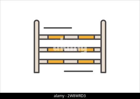 Horse Jumping Bar Flat Icon. Equestrian Sport Competition. Vector Illustration of Equine Show Jumping Obstacle for Riding Enthusiasts and Training Stock Vector