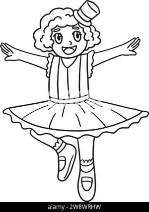 Circus Ballerina Isolated Coloring Page for Kids Stock Vector