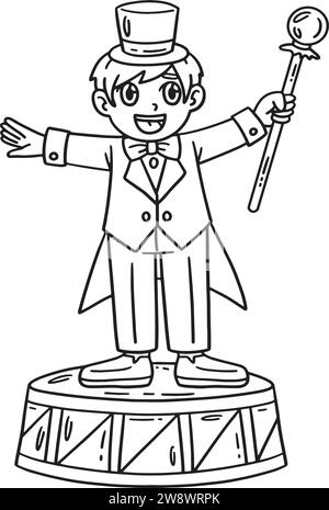 Circus Ring Master Isolated Coloring Page for Kids Stock Vector