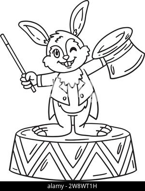 Circus Magician Rabbit Isolated Coloring Page  Stock Vector