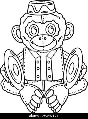 Circus Monkey Toy Isolated Coloring Page for Kids Stock Vector